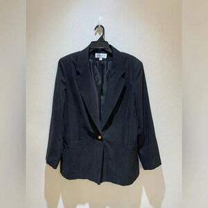 Dumas Women's Blazer Jacket Casual Work Black Button Pockets Size 14